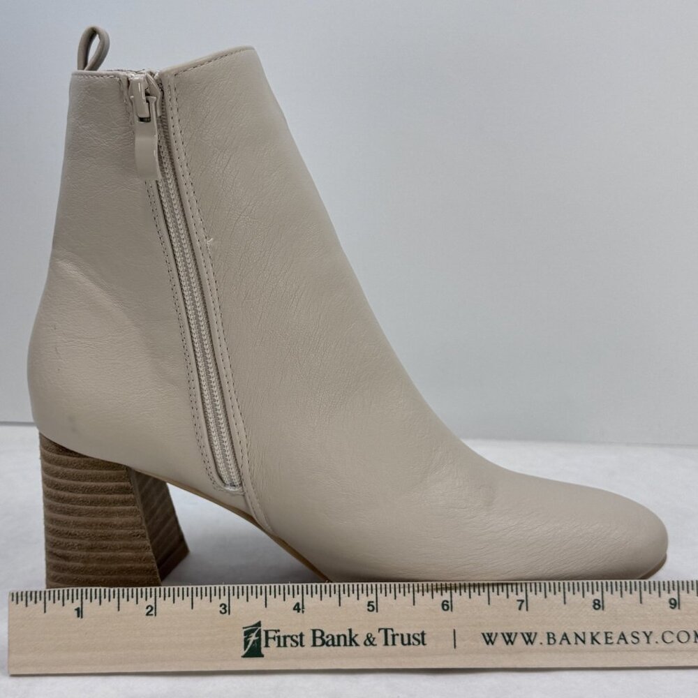 Ccocci Womens 7 Cream Ankle Boots Faux Leather Colleen Block Heels Pointed Zip - Picture 13 of 15